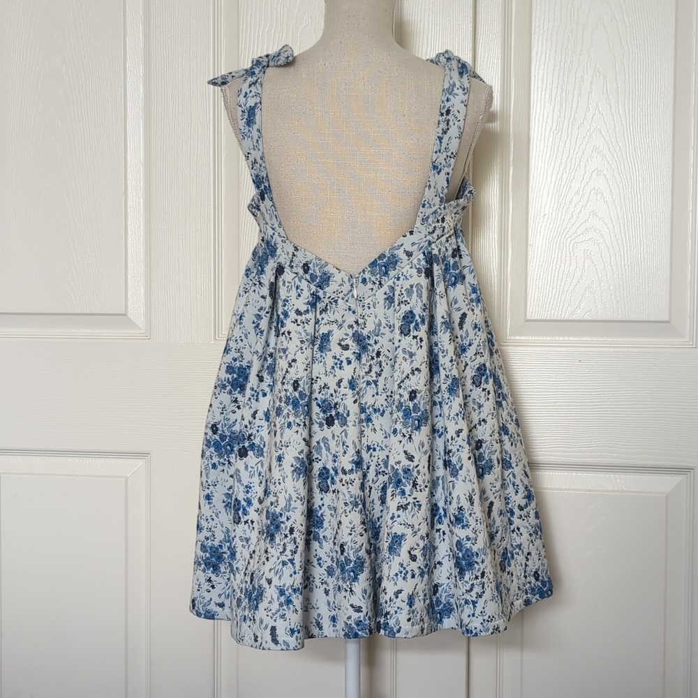 MAJORELLE Blue Floral Print Top with Black Label - Picture 8 of 9
